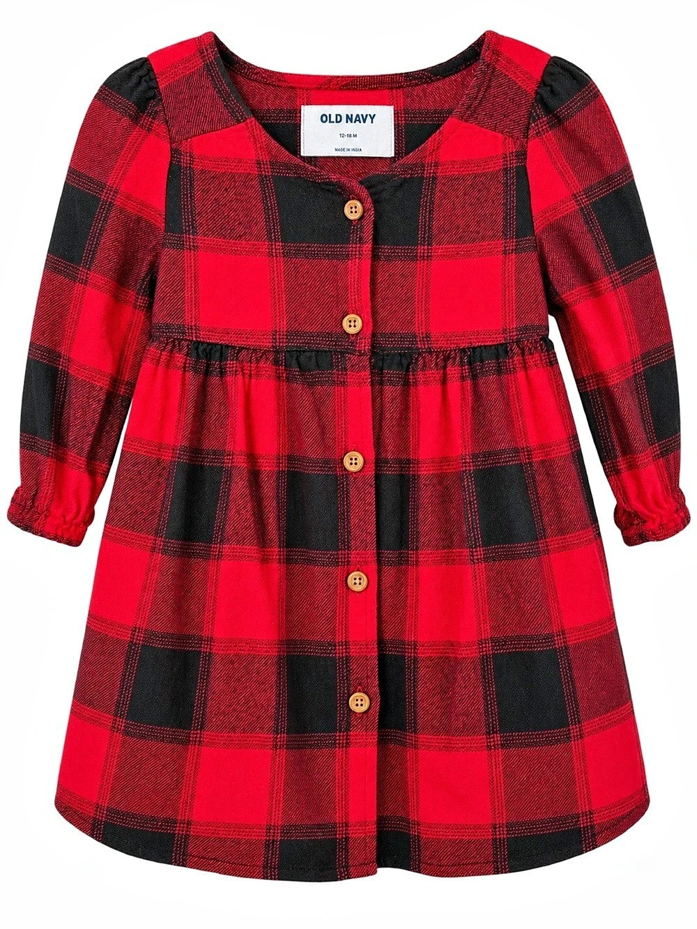 Old Navy Baby Girls Red Black Buffalo Plaid Dress 12-18M